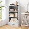 Costway 4-Tier Bookcase 48'' Display Bookshelf Storage Organizer with Shelves & Drawer Grey/White/Natural